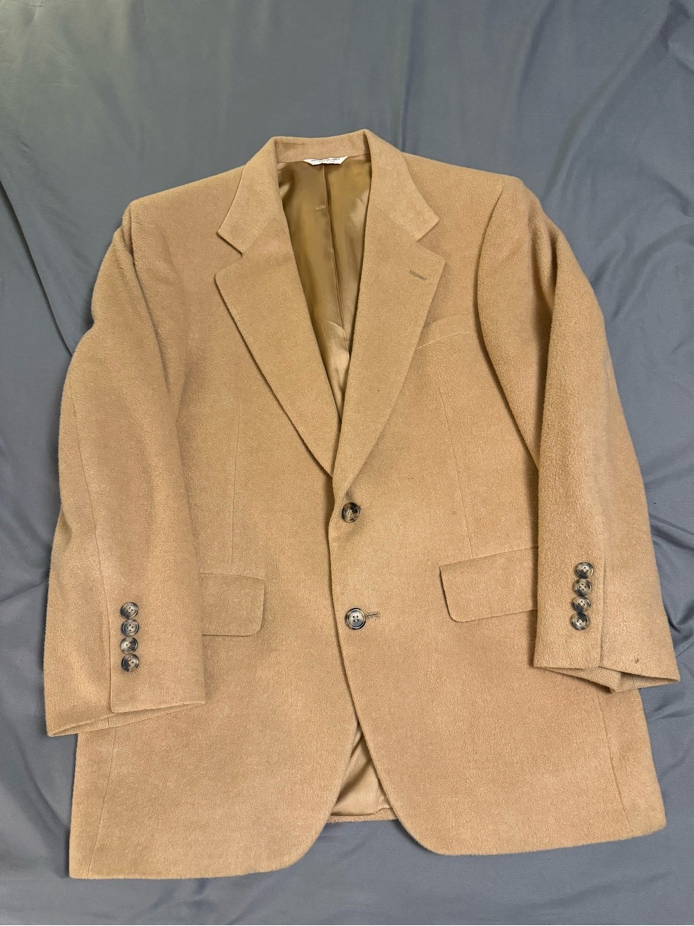 Vtg Jacobson's Tan Camel Hair Sport Coat Blazer 38R 2Btn Notch Lined USA